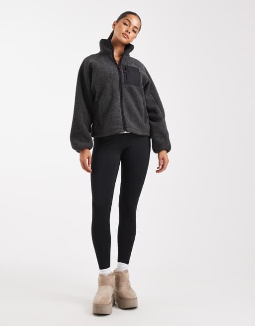 Chaqueta gris carbón jaspeado de sherpa afelpada de Cotton On, 3 de 4