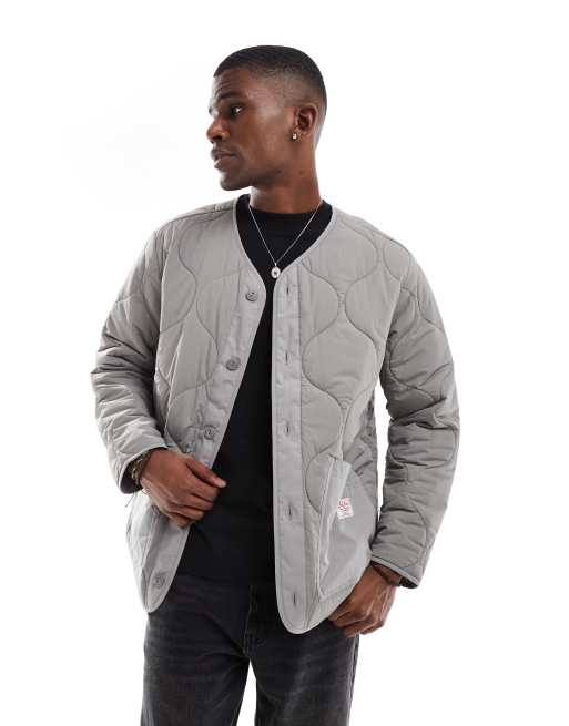 Chaqueta gris claro guateada con patrón ondulado de Lee