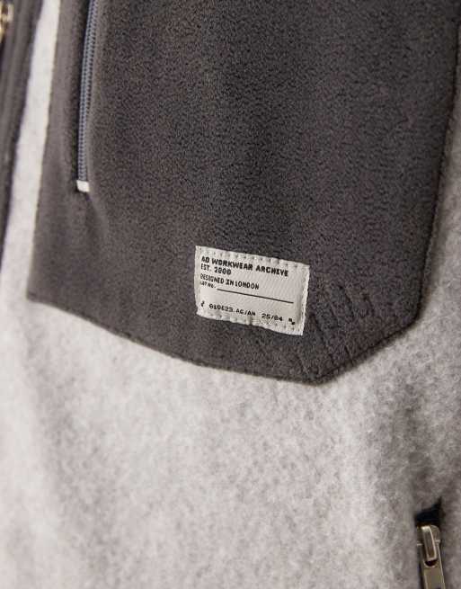 Chaqueta gris de corte cuadrado extragrande con cremallera y bolsillo en contraste de ASOS DESIGN, 3 de 4