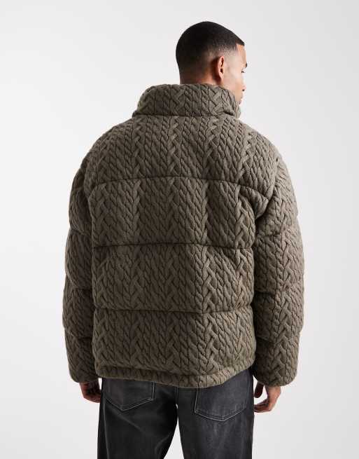 Chaqueta gris medio acolchada de mezcla de lana Benovo de HUGO RED, 3 de 5