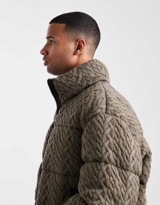 Chaqueta gris medio acolchada de mezcla de lana Benovo de HUGO RED, 4 de 5