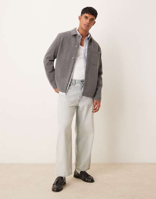 Chaqueta gris medio estilo camisa de tejido cepillado de New Look, 3 de 4