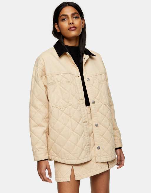 Chaqueta guateada color crudo de denim de Topshop
