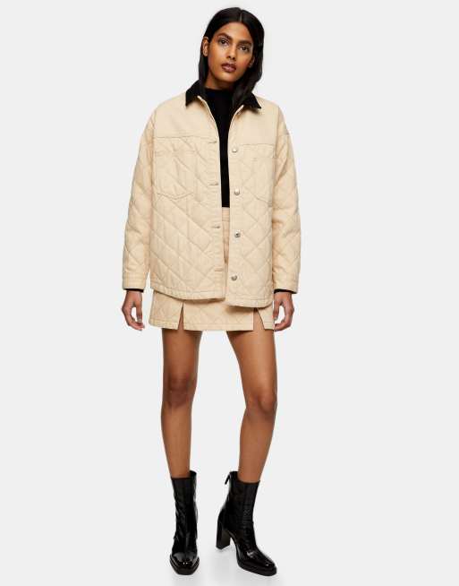 Chaqueta guateada color crudo de Topshop