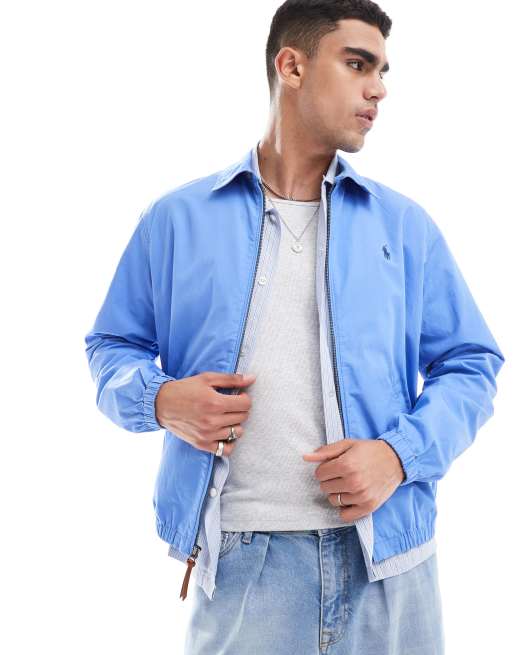 Chaqueta Harrington azul claro con logo de icono de algodón Bayport de Polo Ralph Lauren