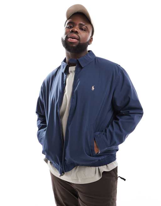 Chaqueta Harrington azul marino con forro y logo de icono de sarga de poliéster Bi-swing de Polo Ralph Lauren Big & Tall