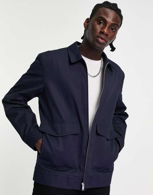 Y equipo Comerciante itinerante Proceso Chaqueta harrington azul marino de Topman | ASOS