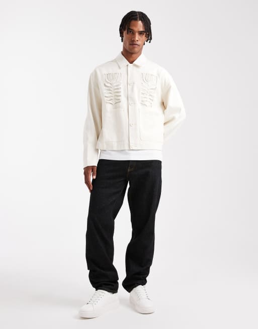 Chaqueta Harrington blanca con detalle bordado de ASOS DESIGN, 2 de 5