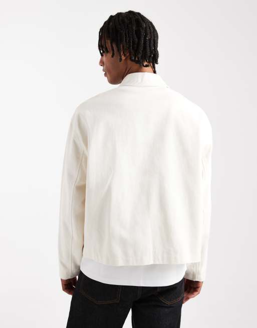 Chaqueta Harrington blanca con detalle bordado de ASOS DESIGN, 3 de 5