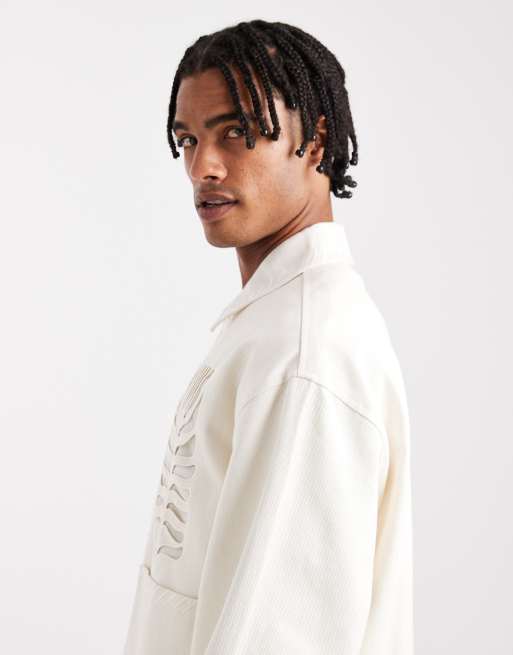 Chaqueta Harrington blanca con detalle bordado de ASOS DESIGN, 4 de 5