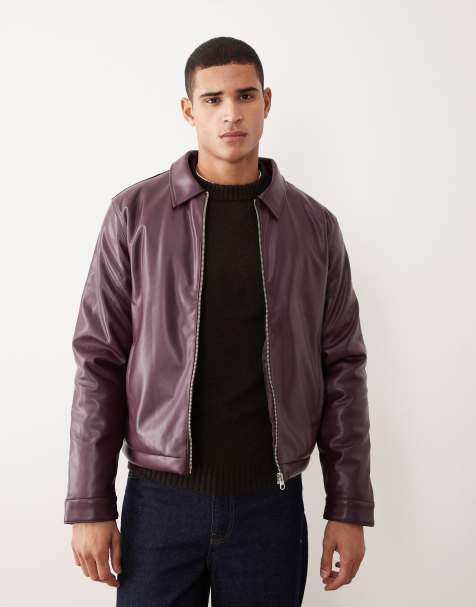 Chaqueta Harrington burdeos de cuero sintético de ASOS DESIGN - view 1