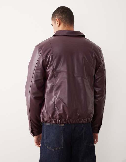 Chaqueta Harrington burdeos de cuero sintético de ASOS DESIGN, 3 de 5