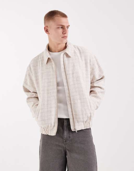 Chaqueta Harrington color crudo a cuadros texturizada de ASOS DESIGN, 4 de 5