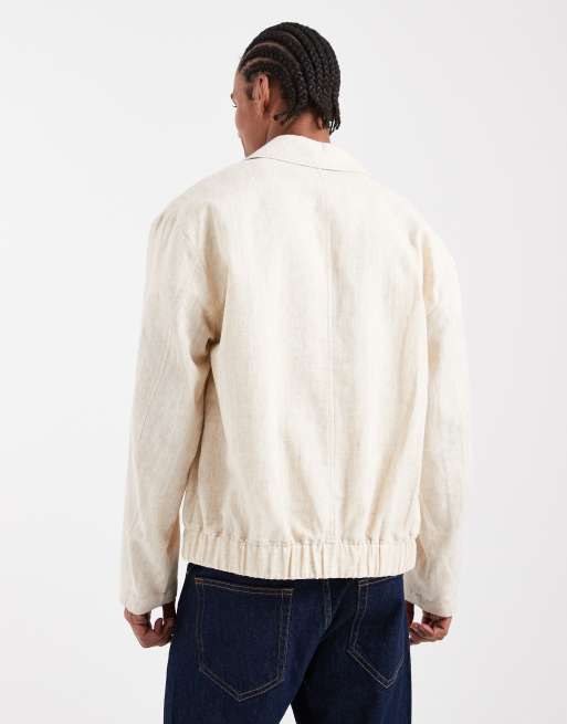 Chaqueta Harrington color crudo de algodón texturizado de ASOS DESIGN , 3 de 5