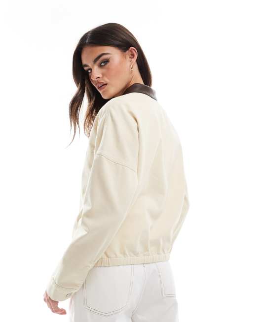 Chaqueta Harrington color piedra con solapas en contraste de ASOS DESIGN, 2 de 4