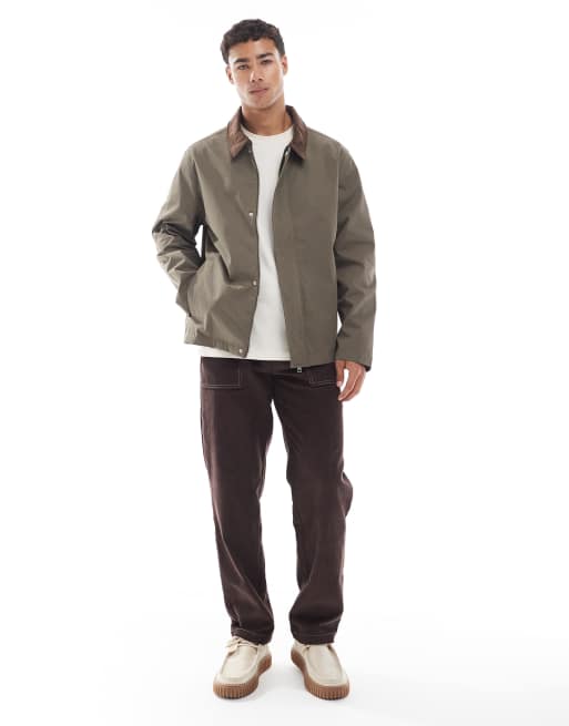 Chaqueta Harrington color tostado con cuello de solapas de pana de Jack & Jones, 3 de 5