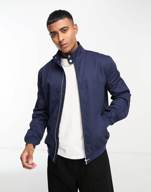 Chaqueta Harrington con cuello alzado en azul marino de ASOS