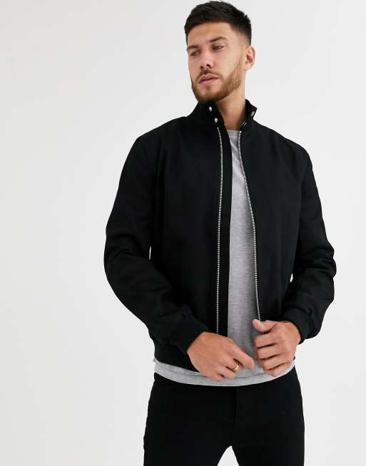 Chaqueta Harrington con cuello alzado en azul marino de ASOS