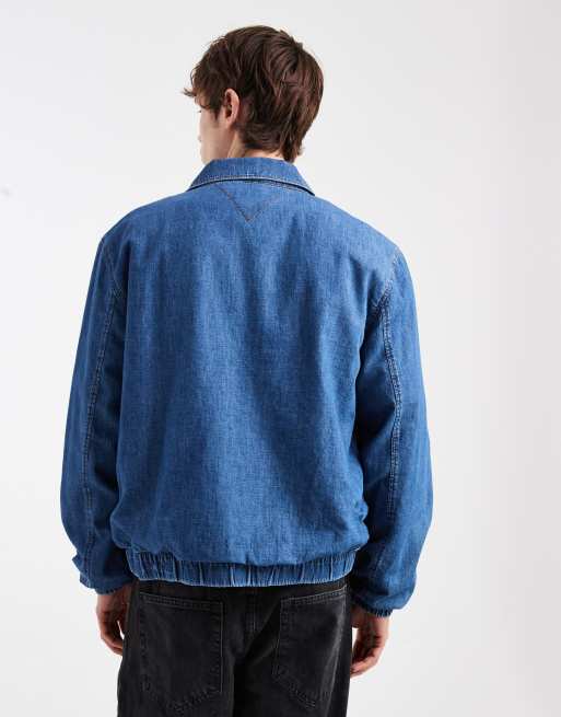 Chaqueta Harrington con lavado azul medio de cambray de Tommy Jeans, 3 de 5