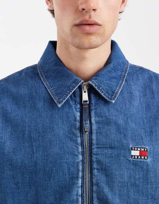 Chaqueta Harrington con lavado azul medio de cambray de Tommy Jeans, 5 de 5