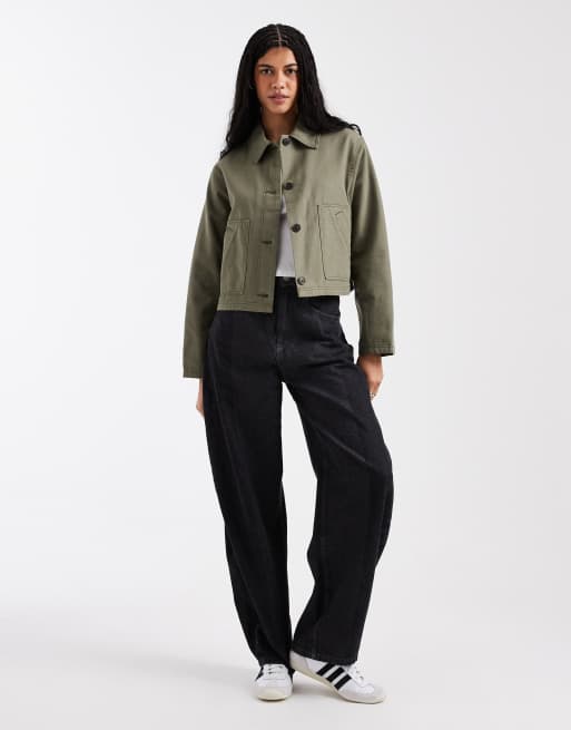 Chaqueta Harrington corta caqui de algodón de ASOS DESIGN, 2 de 4