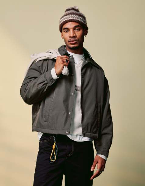 Chaqueta Harrington corta marrón extragrande de grosor medio de ASOS DESIGN - view 1