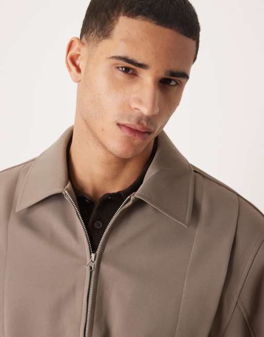 Chaqueta Harrington de vestir color piedra oscuro holgada de ASOS DESIGN, 5 de 5