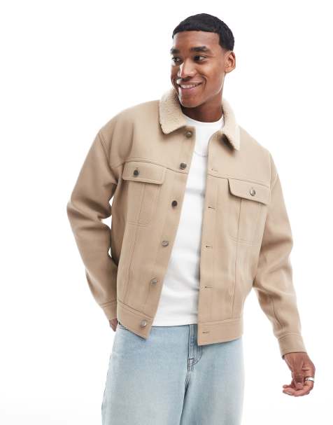 Chaqueta Harrington extragrande de tejido efecto lana con cuello de borreguito de ASOS DESIGN - view 1