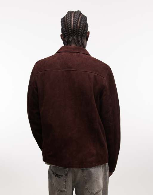 Chaqueta Harrington marrón chocolate de ante auténtico de Schott, 4 de 5
