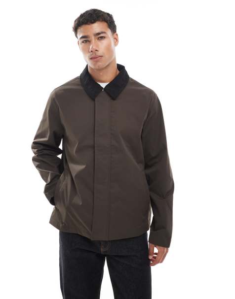 Chaqueta Harrington marrón con cuello de solapas de pana de Jack & Jones - view 1