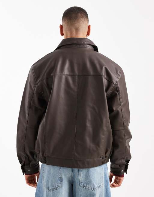 Chaqueta Harrington marrón de cuero sintético de Hollister, 3 de 5