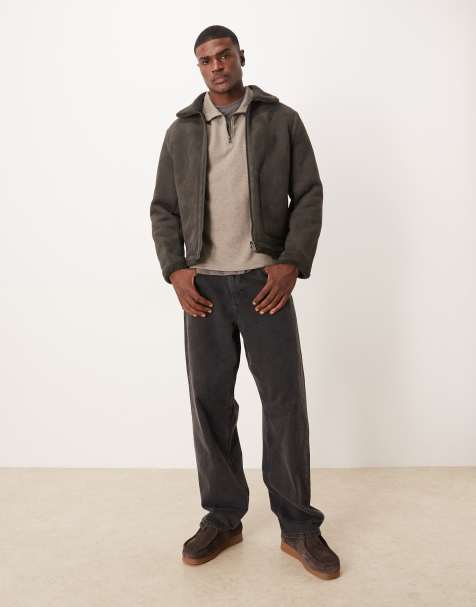 Chaqueta Harrington marrón de tejido efecto ante de Mango - view 1