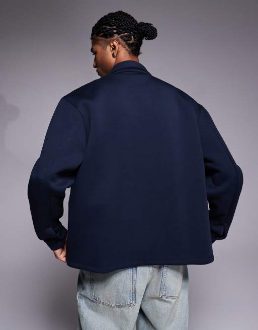 Chaqueta Harrington marrón extragrande de tejido grueso de punto liso de 400 g/m² de ASOS DESIGN , 3 de 5
