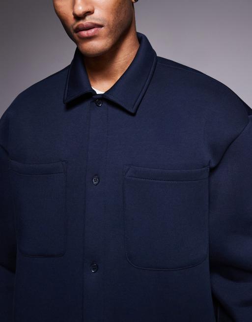 Chaqueta Harrington marrón extragrande de tejido grueso de punto liso de 400 g/m² de ASOS DESIGN , 5 de 5