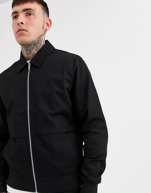 Chaqueta Harrington negra con abertura antitormenta de ASOS DESIGN (parte de un conjunto), 2 de 4
