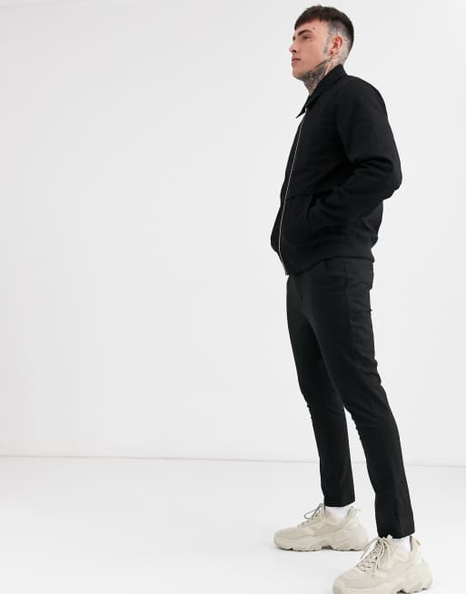 Chaqueta Harrington negra con abertura antitormenta de ASOS DESIGN (parte de un conjunto), 4 de 4