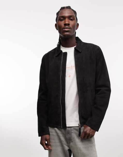 Chaqueta Harrington negra de ante auténtico de Schott - view 1