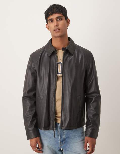 Chaqueta Harrington negra de cuero con forro Icon Maxwell de Polo Ralph Lauren - view 1