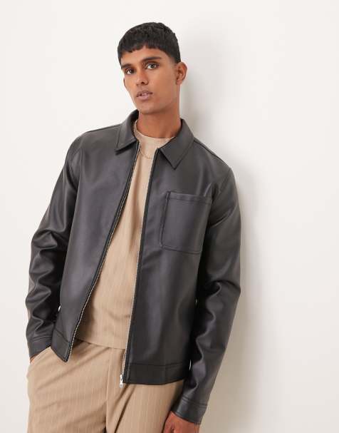Chaqueta Harrington negra de cuero sintético de ASOS DESIGN - view 1