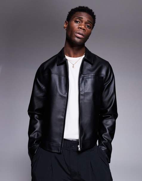 Chaqueta Harrington negra de cuero sintético de ASOS DESIGN - view 1