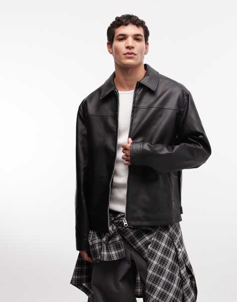 Chaqueta Harrington negra de cuero sintético de ASOS DESIGN - view 1