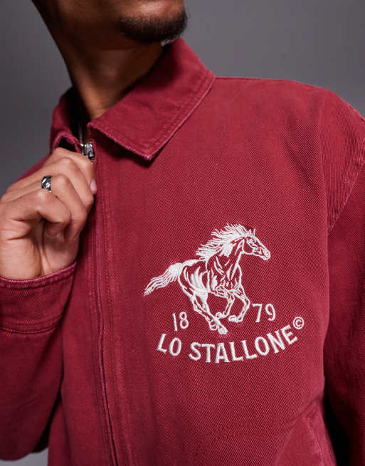 Chaqueta Harrington rojo lavado con bordado en el pecho de ASOS DESIGN, 4 de 4
