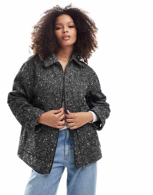 Chaqueta Harrington texturizada con solapas de ASOS DESIGN