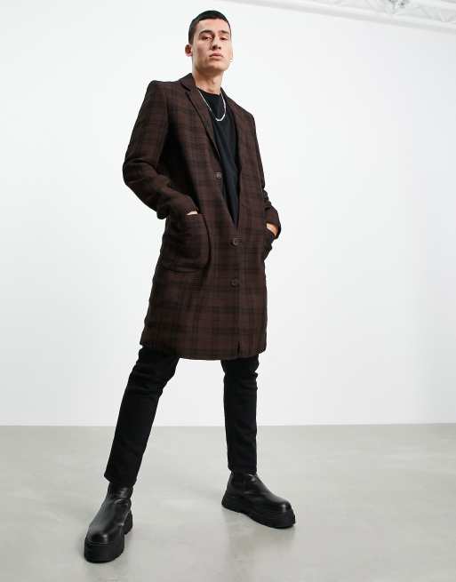 Chaqueta larga a cuadros con textura de punto de arroz de tejido ligero de Bolongaro Trevor