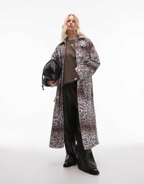 Chaqueta larga con estampado de leopardo y forro guateado de algodón de Topshop - view 1