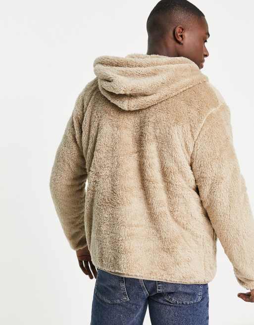 Chaqueta marrón abrigada con capucha y logo de borreguito de Hollister, 2 de 4