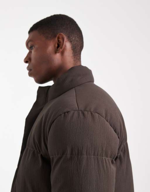Chaqueta marrón chocolate acolchada de tejido texturizado de Brave Soul, 4 de 5