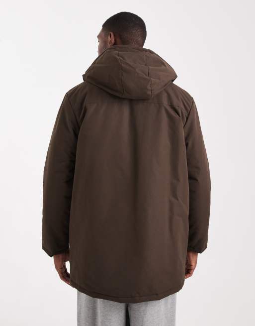 Chaqueta marrón chocolate con capucha y cremallera de Brave Soul, 3 de 5