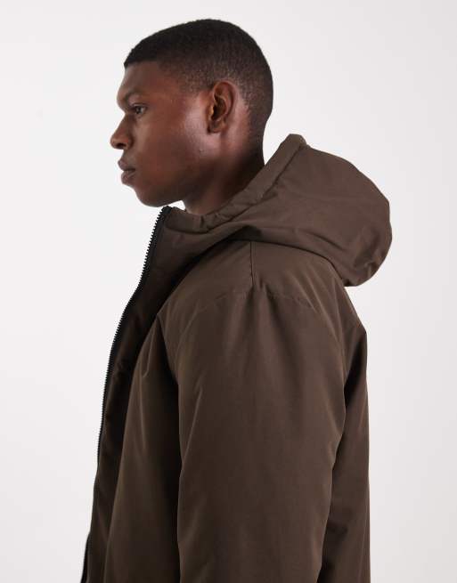 Chaqueta marrón chocolate con capucha y cremallera de Brave Soul, 4 de 5