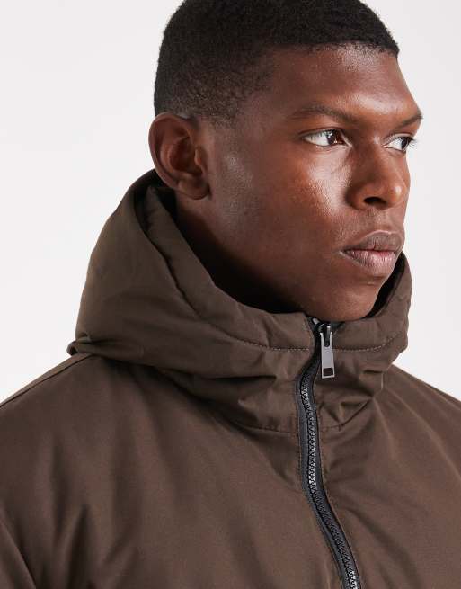 Chaqueta marrón chocolate con capucha y cremallera de Brave Soul, 5 de 5